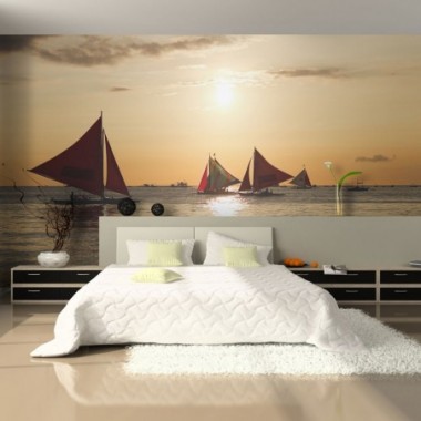 Fotomurale - barche a vela - tramonto - 300x231