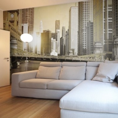 Fotomurale - Un ponte di Chicago (effetto vintage) -...