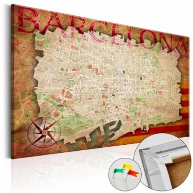 Quadri di sughero - Map of Barcelona [Cork Map] - 90x60