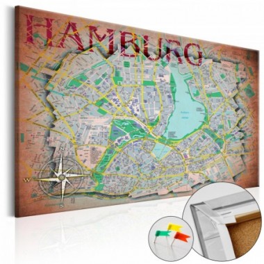 Quadri di sughero - Hamburg [Cork Map] - 90x60