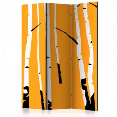 Paravento - Birches on the orange background [Room...