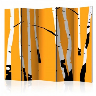 Paravento - Birches on the orange background II...
