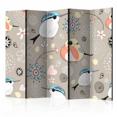 Paravento - Natural pattern with birds II [Room...