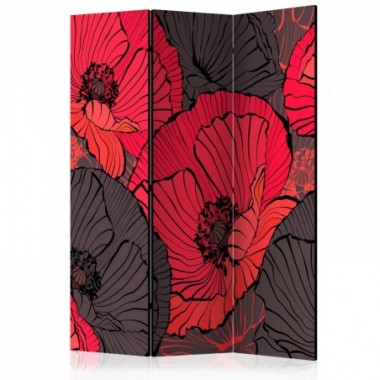 Paravento - Pleated poppies [Room Dividers] - 135x172