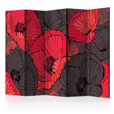 Paravento - Pleated poppies II [Room Dividers] -...