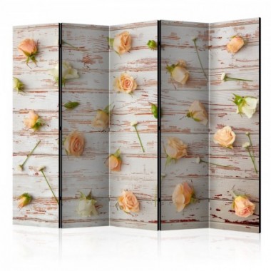 Paravento - Wood & Roses II [Room Dividers] - 225x172