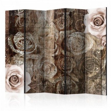 Paravento - Old Wood & Roses II [Room Dividers] -...