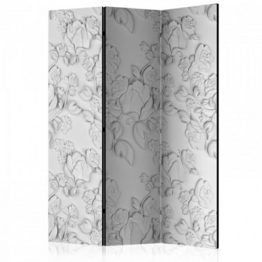 Paravento - White ornament: roses [Room Dividers] -...