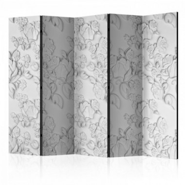 Paravento - White ornament: roses II [Room Dividers]...