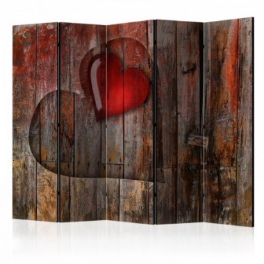 Paravento - Heart on wooden background II [Room...
