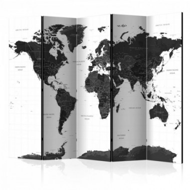 Paravento - Black and White Map II [Room Dividers] -...