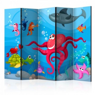 Paravento - Octopus and shark II [Room Dividers] -...