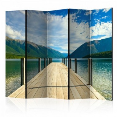 Paravento - Mountain lake bridge II [Room Dividers]...
