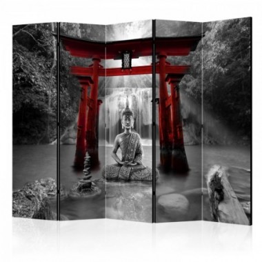 Paravento - Buddha Smile (Red) II [Room Dividers] -...