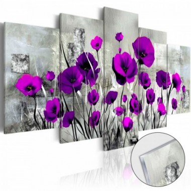 Quadri su vetro acrilico - Meadow: Purple Poppies...
