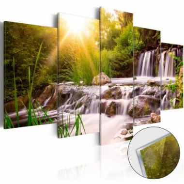 Quadri su vetro acrilico - Forest Waterfall [Glass]...