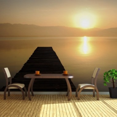Fotomurale XXL - ponteggio, lago, tramonto... - 550x270