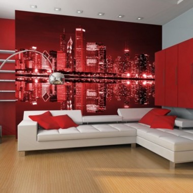 Fotomurale - Chicago in rosso - 350x270