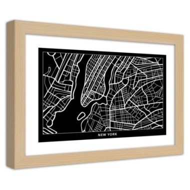 Quadro con cornice, Piano di New York - 30x20