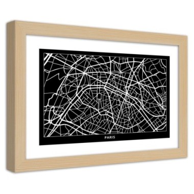 Quadro con cornice, Pianta della cittÃ  Parigi - 30x20