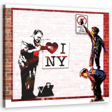 Quadro su tela, Banksy and Love New York - 30x30
