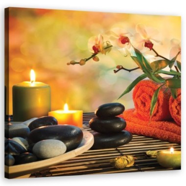 Quadro su tela, Spa set zen pietre - 30x30