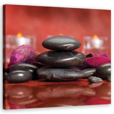 Quadro su tela, Zen pietre su uno sfondo rosso - 30x30
