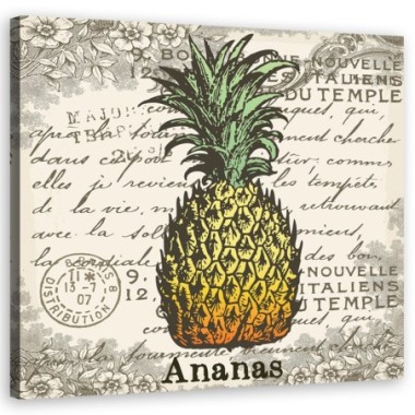 Quadro su tela, Ananas vintage - 30x30