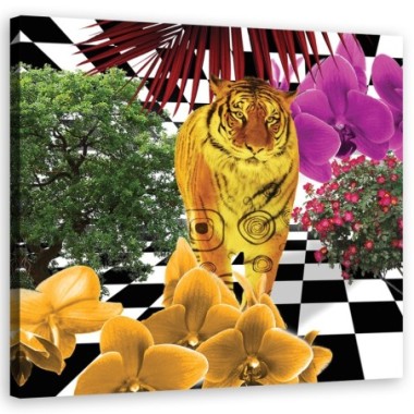 Quadro su tela, Tigre colorata - 30x30