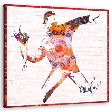 Quadro su tela, Banksy Flower Thrower - 30x30