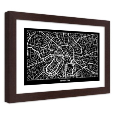 Quadro con cornice, Carta della cittÃ  di Mosca - 45x30