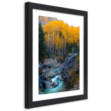 Quadro con cornice, Un ruscello nella foresta - 30x45