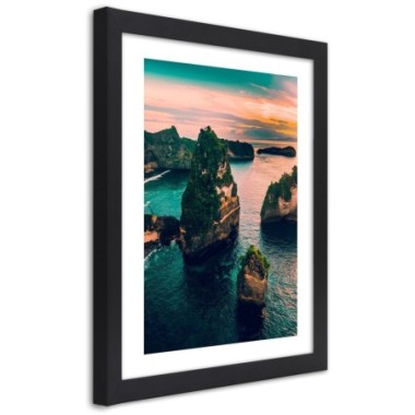 Quadro con cornice, Rocce in un oceano turchese - 30x45