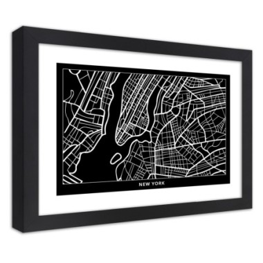 Quadro con cornice, Piano di New York - 45x30