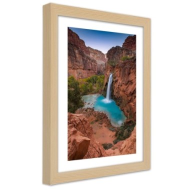 Quadro con cornice, Cascata blu tra le rocce - 30x45