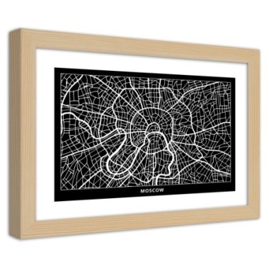 Quadro con cornice, Carta della cittÃ  di Mosca - 45x30