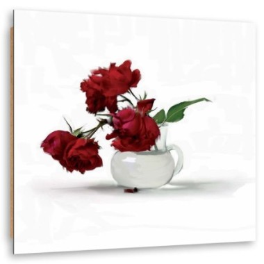 Quadro deco panel, Rose rosse in vaso - 30x30
