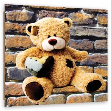 Quadro deco panel, Orsacchiotto con un cuore - 30x30