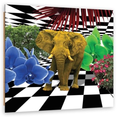 Quadro deco panel, Elefante colorato - 30x30