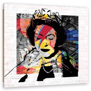 Quadro deco panel, Banksy Queen d'Inghilterra - 40x40