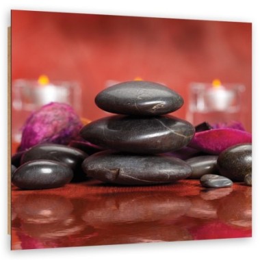 Quadro deco panel, Zen pietre su uno sfondo rosso -...