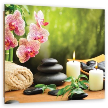 Quadro deco panel, Candele di orchidee e pietre zen...