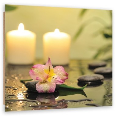 Quadro deco panel, Candele e orchidee zen - 40x40