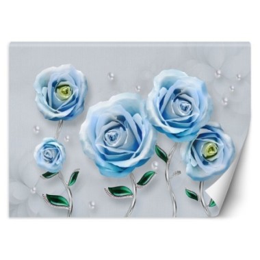 Carta Da Parati, Fiori di rose blu 3D - 100x70