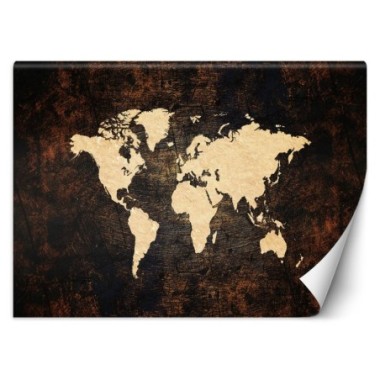 Carta Da Parati, Mappa del mondo in marrone - 100x70