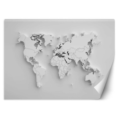 Carta Da Parati, Mappa del mondo Continenti 3D - 100x70