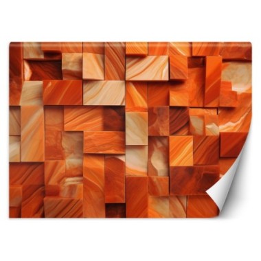 Wallpaper, Orange cube wall 3D - 100x70