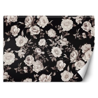 Wallpaper, Flowers black and white - 100x70