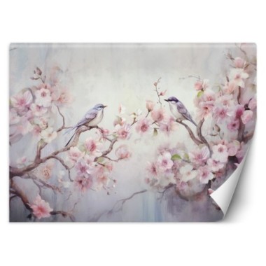 Wallpaper, Birds and Flowers Shabby Chic - 100x70