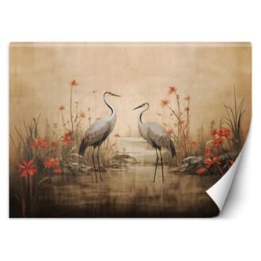 Wallpaper, Cranes by the lake - 100x70